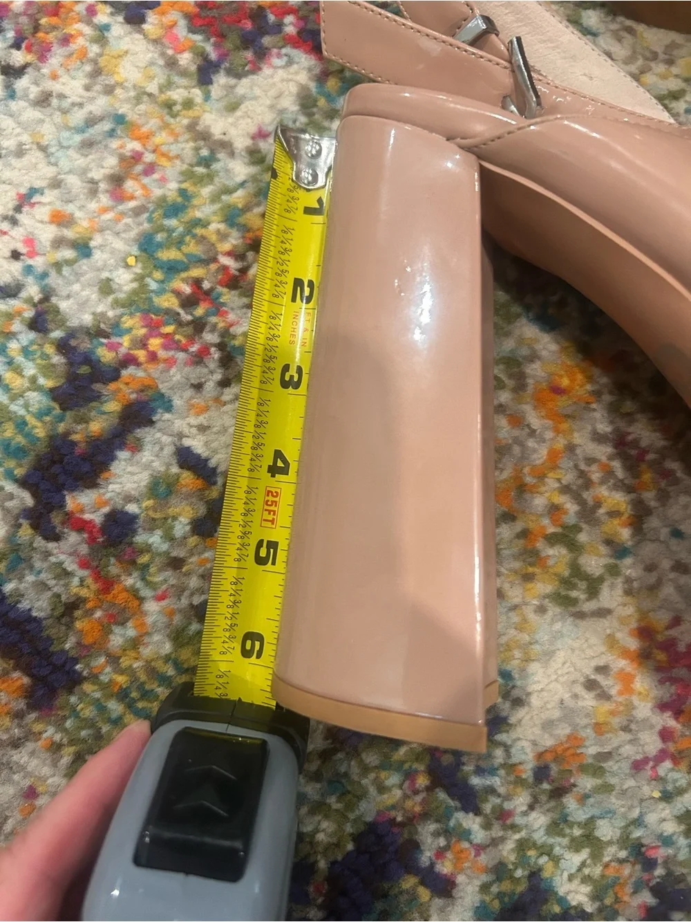 Patent Platform Slingback Heels in Blush Pink